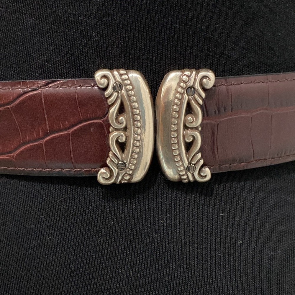 Reversible Western Belt, Smooth Black Side & Brown Croc Stamped Side |Size M/L - Picture 8 of 10